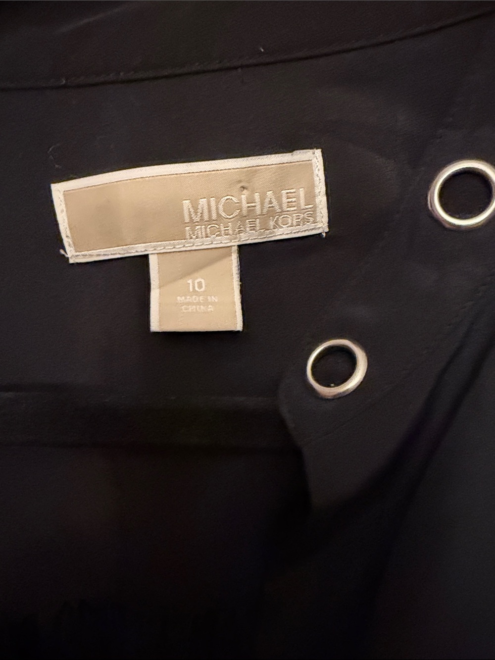 Micheal Kors Black Long-Sleeve Eyelet Neck Blouse - Picture 2 of 3
